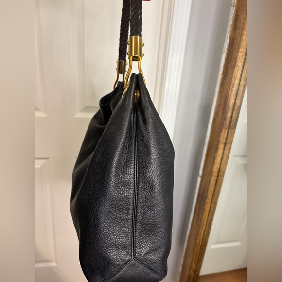 Michael Kors Black Braided Leather Shoulder Bag - Picture 4 of 9